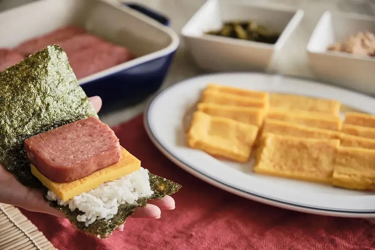 Pork and egg rice ball